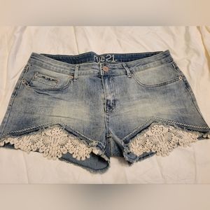Rue 21 denim shorts with lace size 11/12